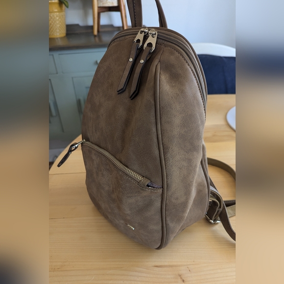 Taupe Backpack Purse (David Jones) - Picture 3 of 7